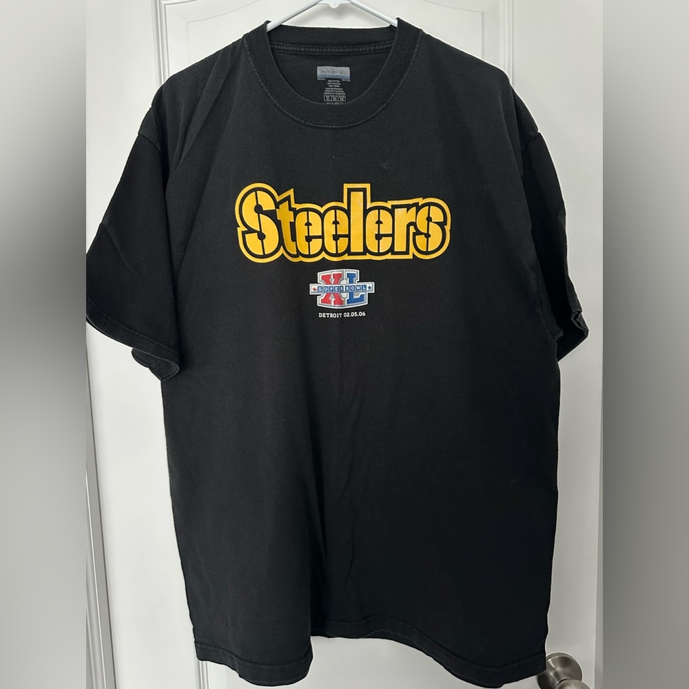 Vintage Pittsburgh Steelers Super Bowl XL Black Cotton T-Shirt
